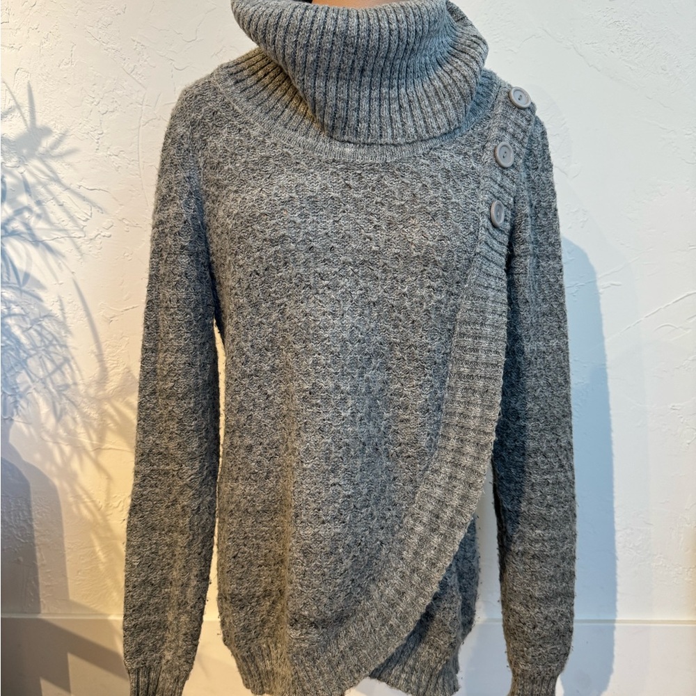 Cozy Gray Funnel Neck Sweater